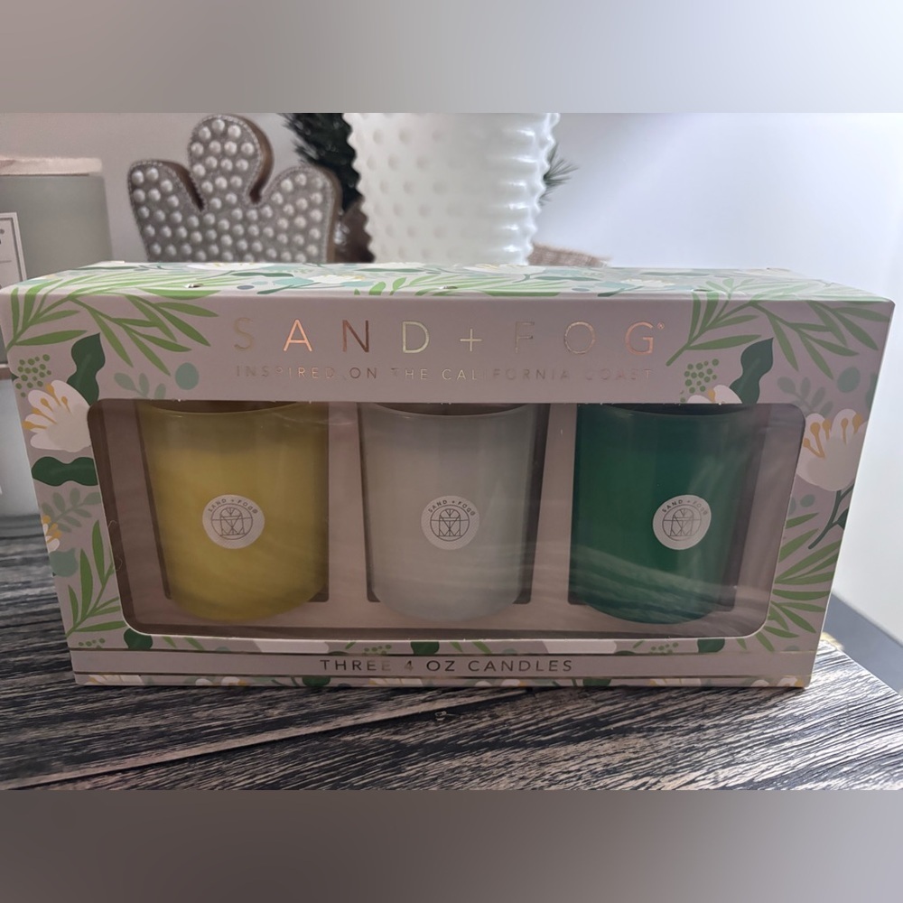 SAND + FOG Scented Candle Trio in Limoncello,White Vanilla & Sage & Sea Salt